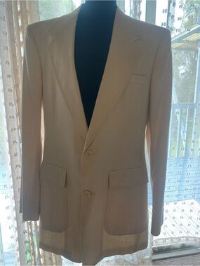 Vintage American Craftsmen Men's Beige Linen Blazer Sport Coat Made in USA